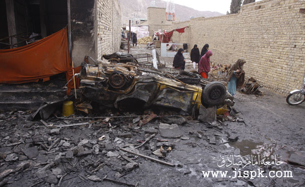 محل انفجار در هزاره تاون کویته پاکستان